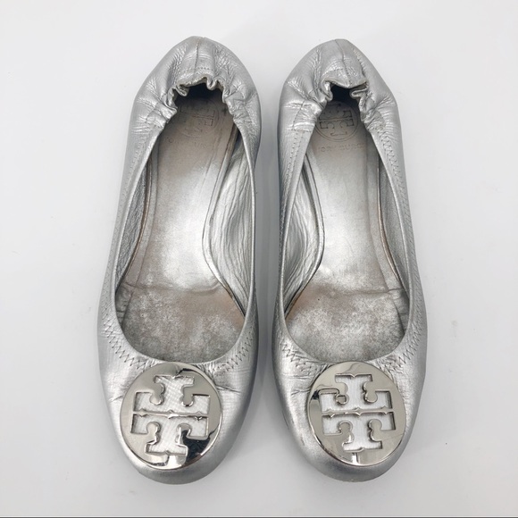 Tory Burch Shoes - Tori Burch Reva Flats metallic silver W9 GUC
